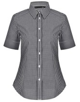 Women's Gingham S/S Shirt - BlackWhite 
